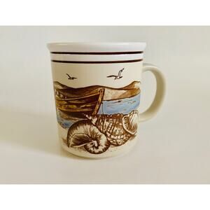 Vintage Otigari Stoneware Coffee Mug - Nautical Seaside Fishing Boat Design
